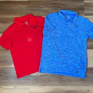 Under Armour Youth XL polos red and heather blue